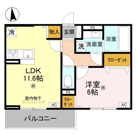 LUMIERE DU SOIR DEU(1LDK/2階)の間取り写真