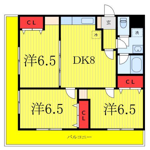 集成パーソナルハイツ志村(3DK/3階)の間取り写真