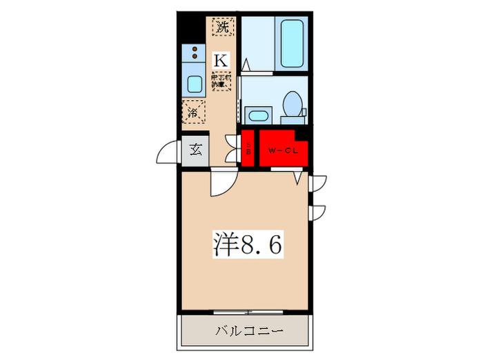 YST仲宿(1K/1階)の間取り写真
