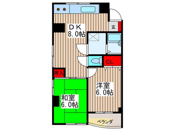 エトワール春日部(2DK/2階)の間取り写真