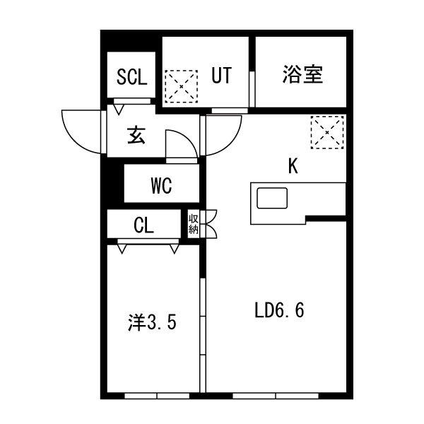 アルファスクエア北40西5(1LDK/4階)の間取り写真