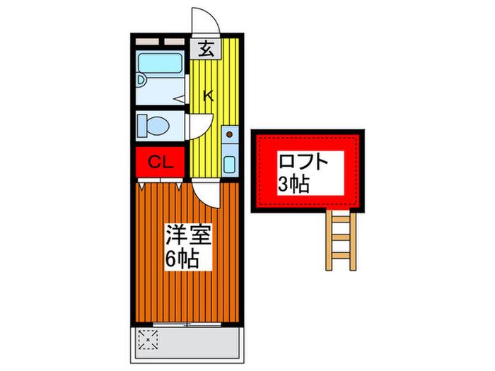 ハイネス喜沢(1K/2階)の間取り写真