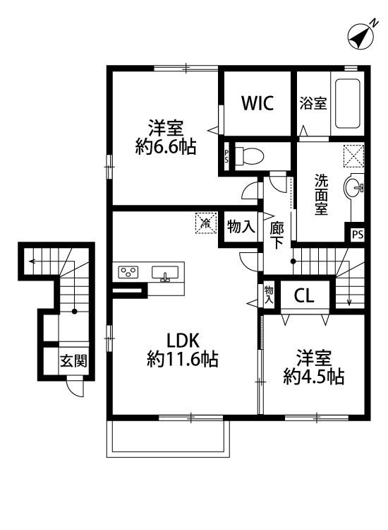 ラフィーネ(2LDK/2階)の間取り写真