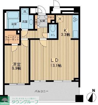アーデン駒沢パークフロント(1LDK/7階)の間取り写真