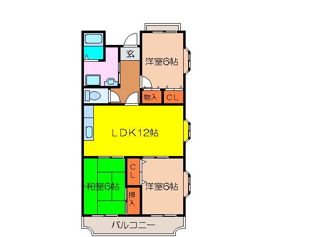 ガーデンハイツ2ND(3LDK/3階)の間取り写真