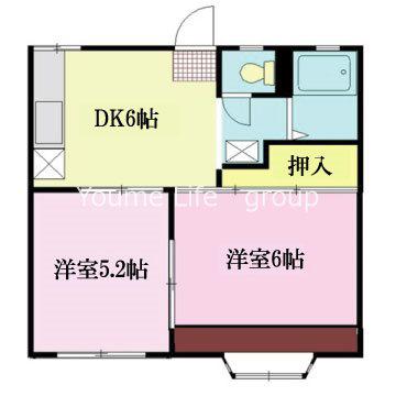 フレグランス湘南LL(2DK/2階)の間取り写真