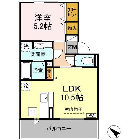 セジュール上ノ山II(1LDK/1階)の間取り写真