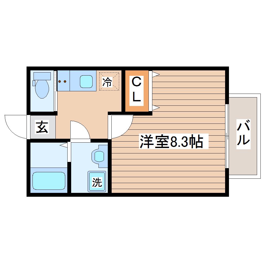 NOBLE台原(1K/1階)の間取り写真