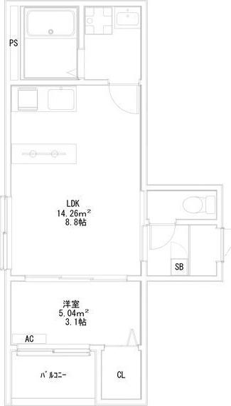 FIKA黒川(1LDK/2階)の間取り写真