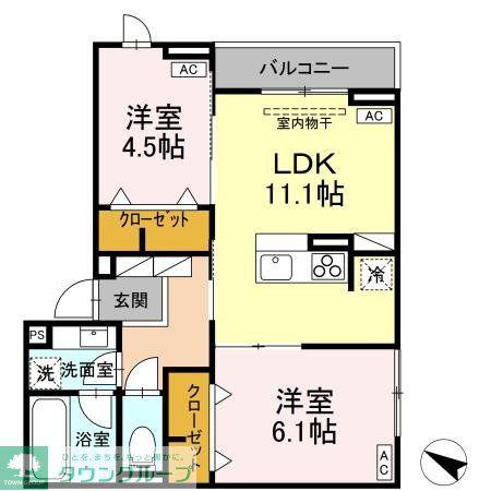 ASSET-COURT錦町II(2LDK/2階)の間取り写真