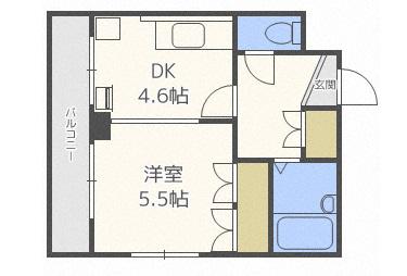 プレサント北35条(1DK/9階)の間取り写真