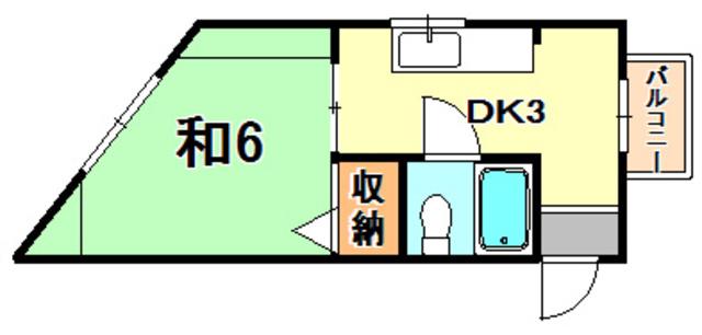 湊川ヤングハイツ(1K/3階)の間取り写真