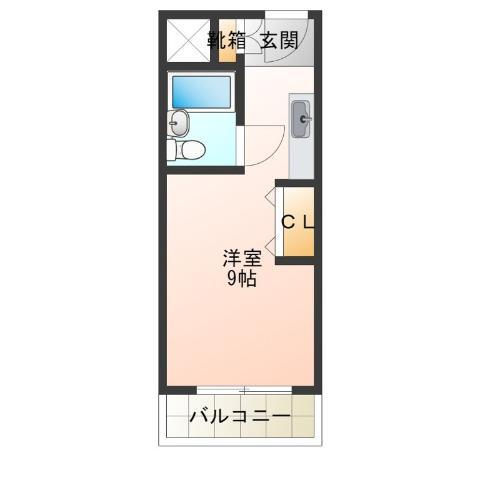 ハツヒビル(ワンルーム/2階)の間取り写真