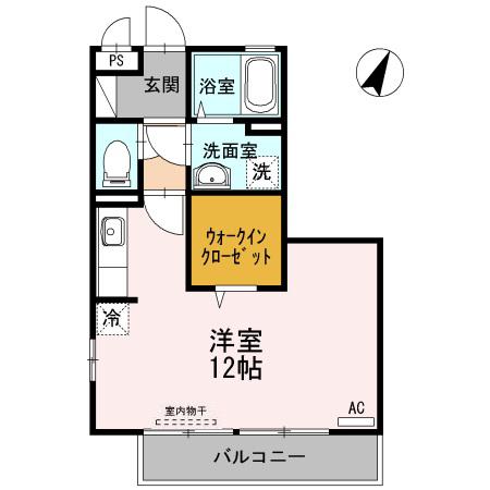リファルジェント泉D棟(ワンルーム/1階)の間取り写真