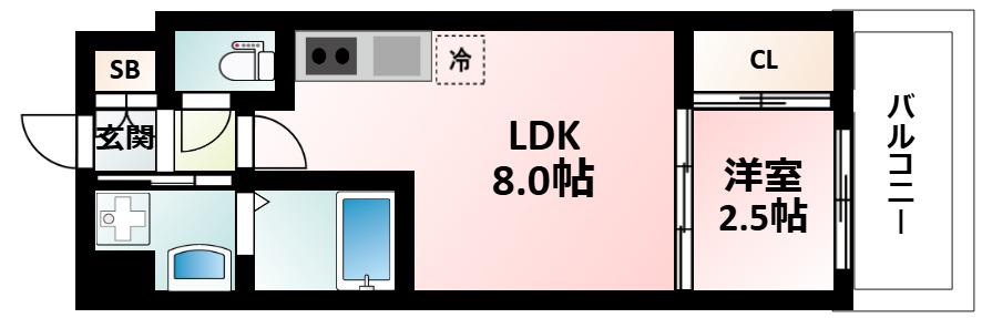 セレニテ新大阪ミラク弐番館(1LDK/13階)の間取り写真