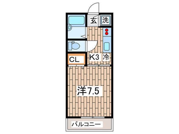 ポートヴィラ金沢文庫III(1K/1階)の間取り写真