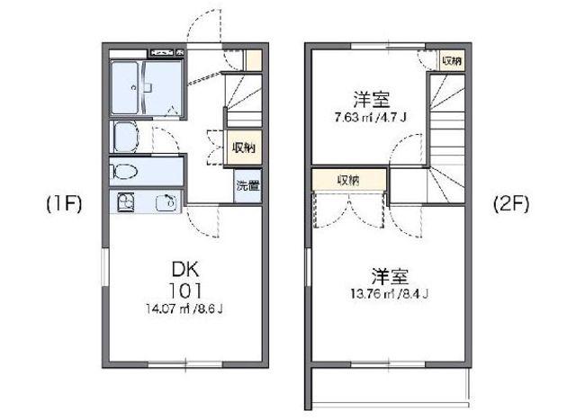 レオパレス白樺I(2DK/1階)の間取り写真