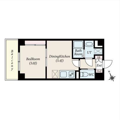 グローリオシェルト新宿山吹町(1DK/2階)の間取り写真
