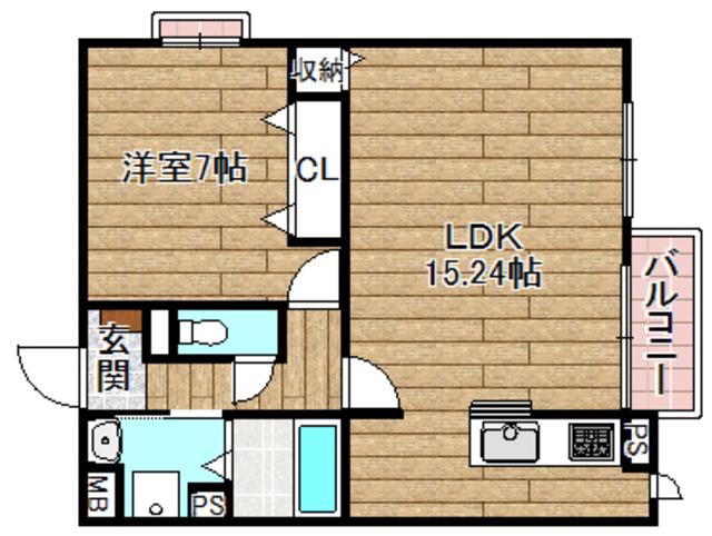 ポルタス(1LDK/2階)の間取り写真