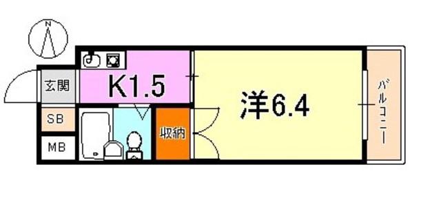 ファンハウス(1K/5階)の間取り写真