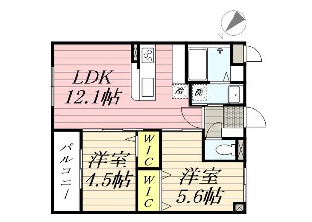 LUXCAS大橋(2LDK/1階)の間取り写真