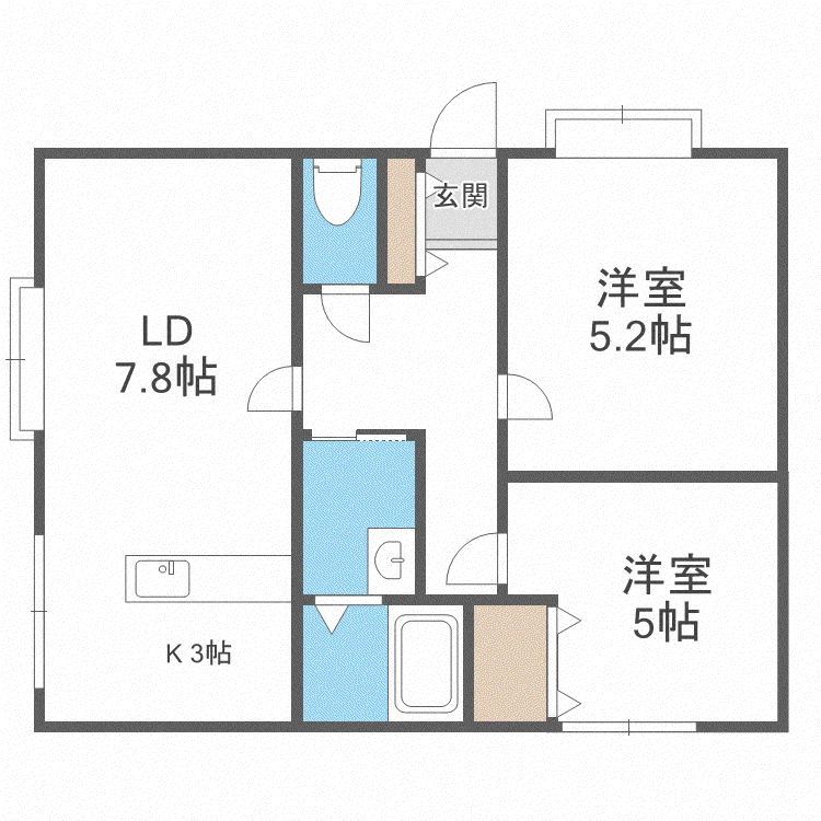 5.ミカエルマンション(2LDK/1階)の間取り写真
