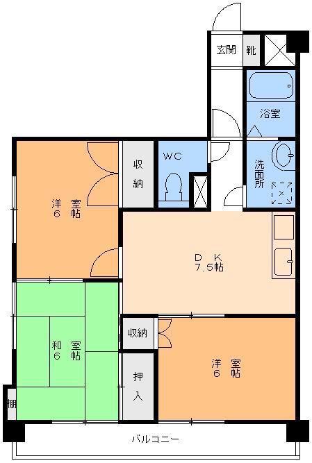 田中ビル一里木ハイツ(3DK/3階)の間取り写真