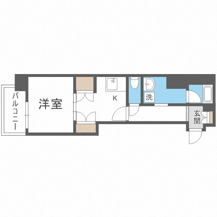ビエラコート内久宝寺(1DK/8階)の間取り写真