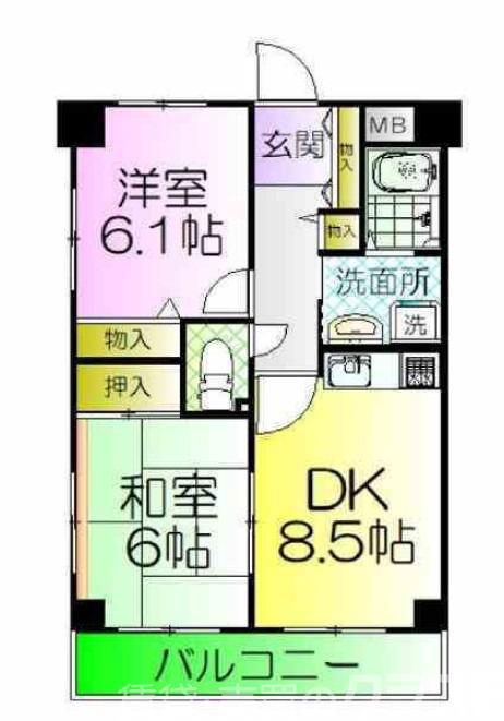 レジデンスコトン(2DK/3階)の間取り写真