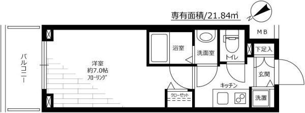 グランドガーラ横濱山下町(1K/5階)の間取り写真