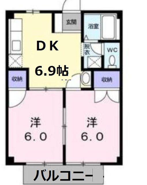ニューシティー光(2DK/2階)の間取り写真