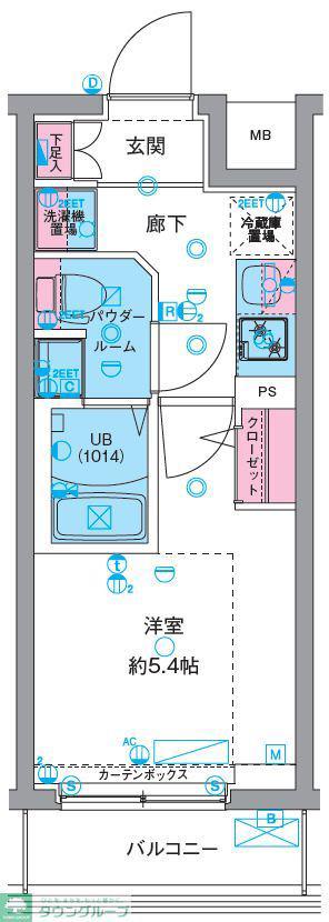 GENOVIA天王台(1K/2階)の間取り写真