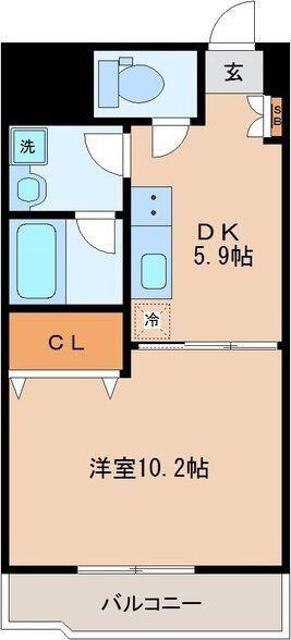 ウエストパーク支倉(1DK/13階)の間取り写真