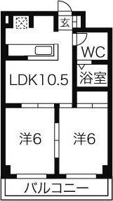 HIビル(2LDK/5階)の間取り写真