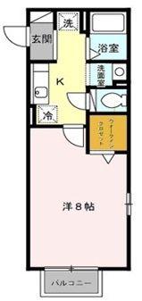 ウィスタ岸町(1K/1階)の間取り写真