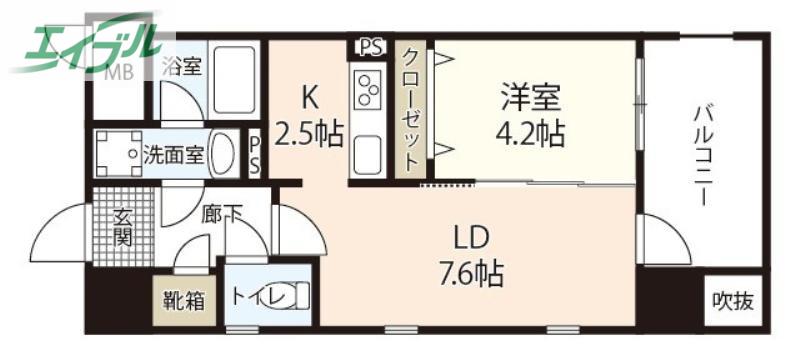 セントラルアヴェニュー下石井(1LDK/11階)の間取り写真