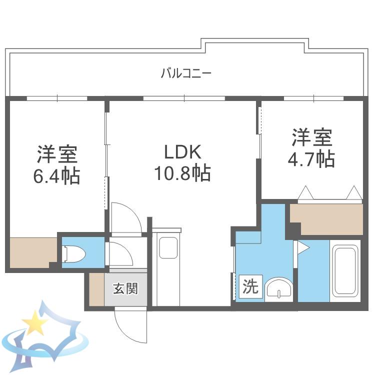 パーク農試館(2LDK/3階)の間取り写真