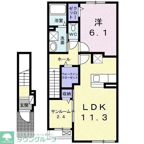 ブライトハウス(1LDK/2階)の間取り写真
