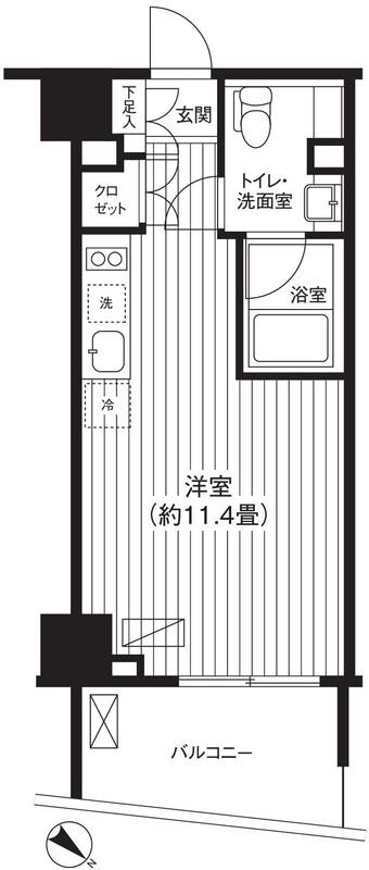 TI-HIGASHIAZABU(ワンルーム/4階)の間取り写真