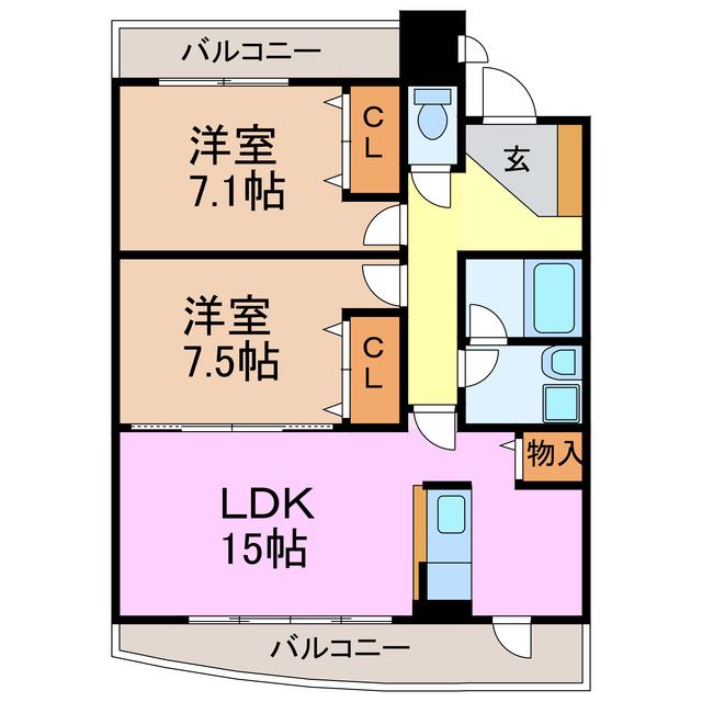 ヴィンヤード(2LDK/1階)の間取り写真