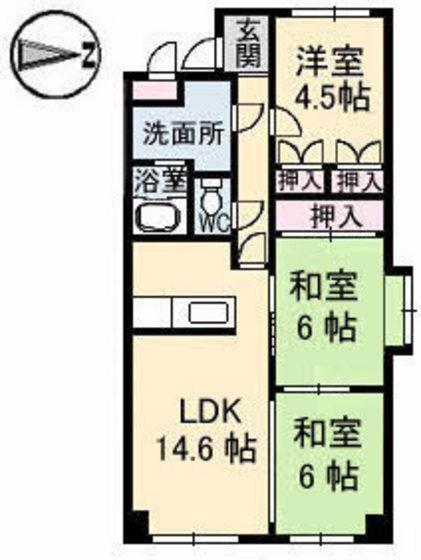 サンライズ三滝橋(3LDK/4階)の間取り写真