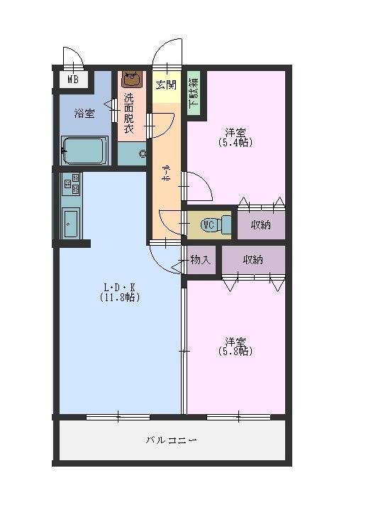 さくら マンション(2LDK/3階)の間取り写真