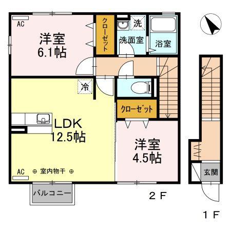 メゾン・アリエッタ(2LDK/2階)の間取り写真