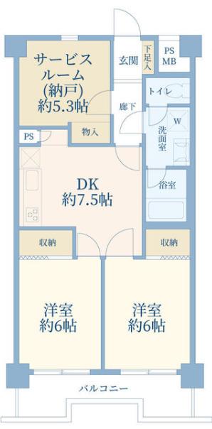 府中田園キャッスル府中(2SDK/4階)の間取り写真