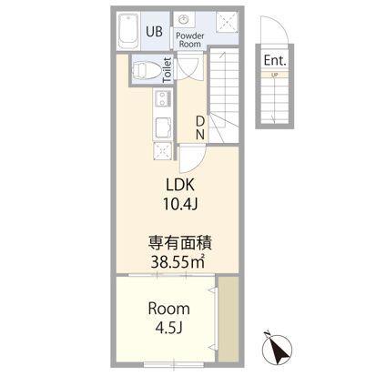 エテルノヴァローレ一之江(1LDK/2階)の間取り写真