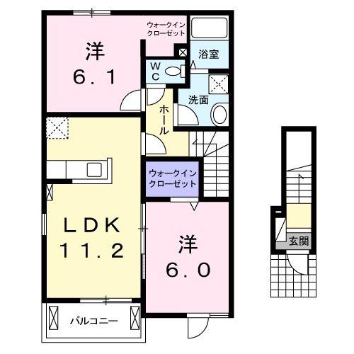 ワーズ・ワースI号館(2LDK/2階)の間取り写真