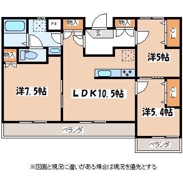エクセルシオール城北(3LDK/2階)の間取り写真