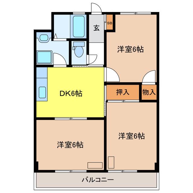 東ハイツ(3DK/2階)の間取り写真