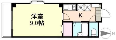 フォルテッシモ中庄(1K/3階)の間取り写真