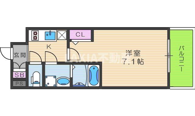 エスリード京橋アミュゼ(1K/5階)の間取り写真